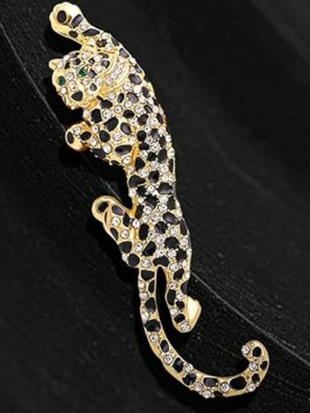 Climbing Leopard Lapel Brooch Pin Cheetah Panther Cougar Gold‎ Tone